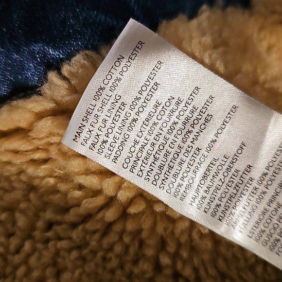 FREE PEOPLE Holly Cozy Denim Jacket sz M Women's Faux Shearling Fur Jean - Picture 9 of 10